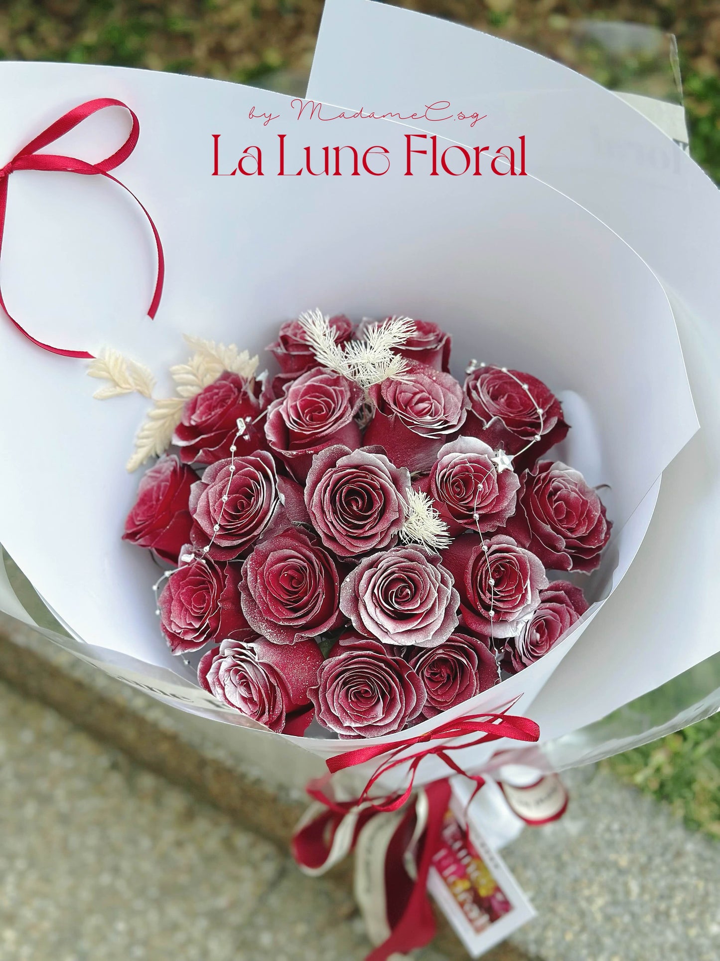 Aurora Silver Painted Red Roses Bouquet