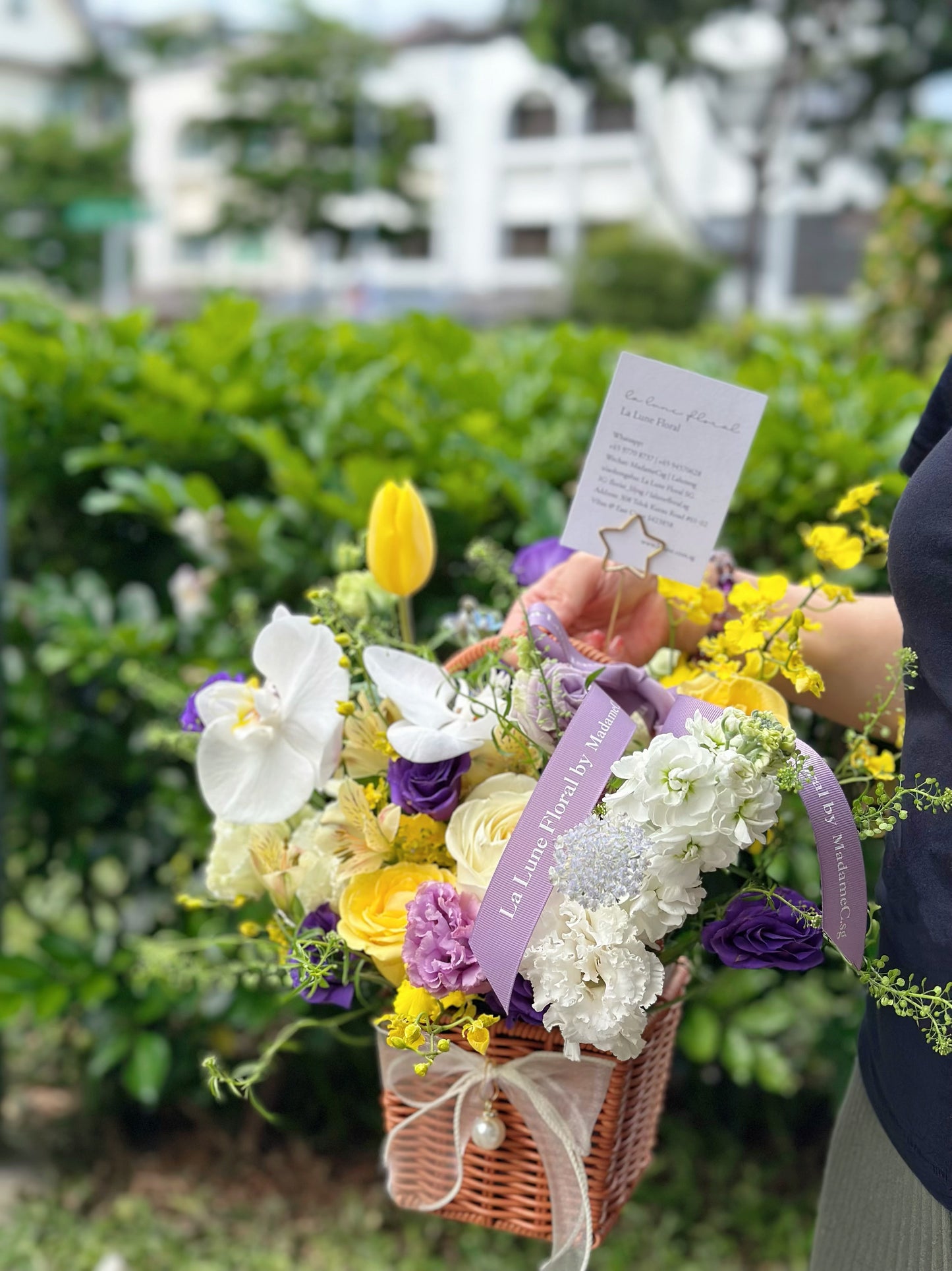 Midnight In Paris【Flower Basket】- Purple & Yellow Color Theme