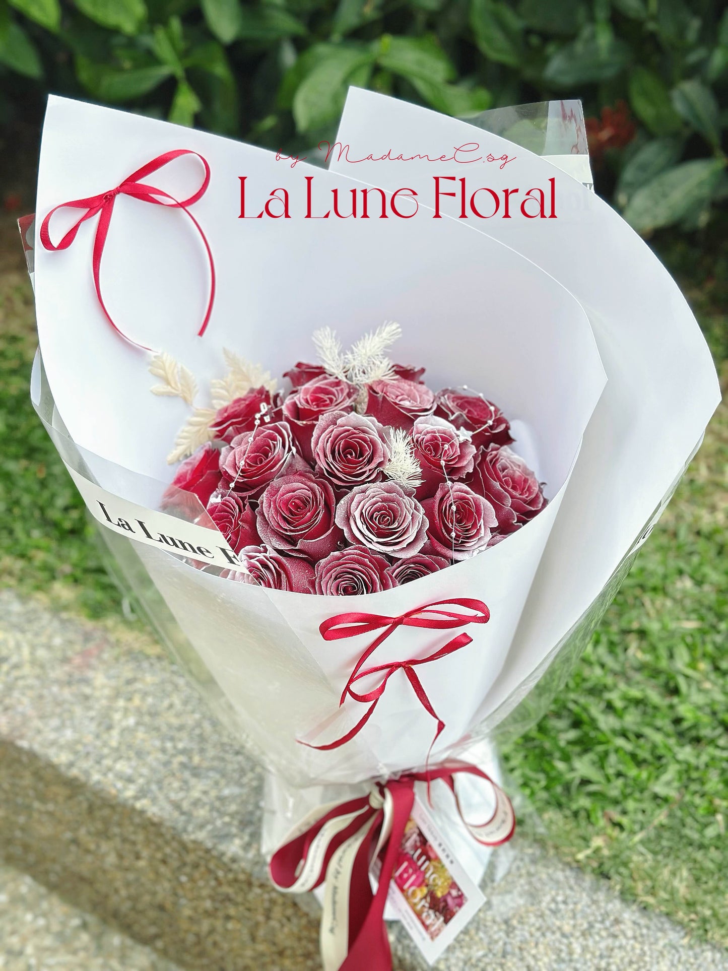 Aurora Silver Painted Red Roses Bouquet