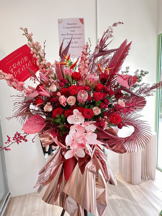 Grand Opening Flower Stand (Premium) - Red Color theme