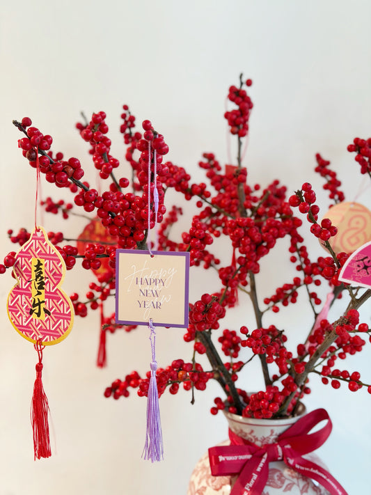 2026 CNY Fresh IIex set with vase 冬青5支连花瓶