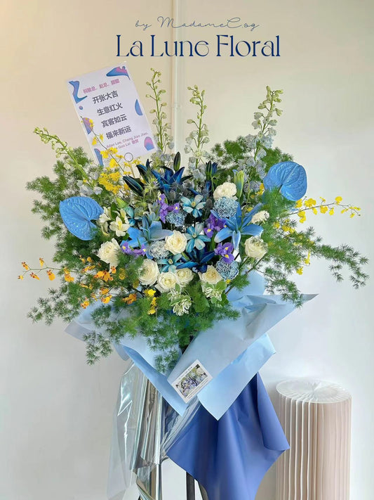 Grand Opening Flower Stand (Premium) - Blue & White theme