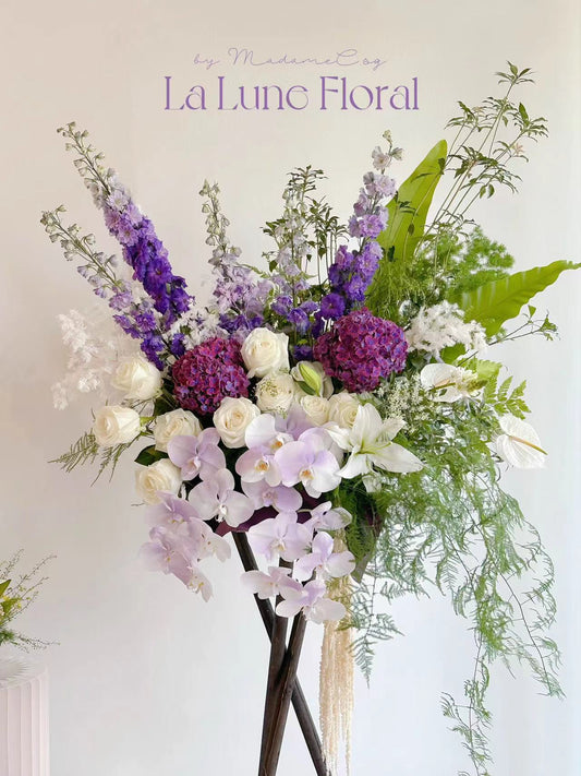 Grand Opening Flower Stand (Luxury) - Purple & White theme