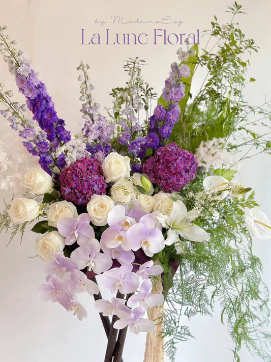 Grand Opening Flower Stand (Luxury) - Purple & White theme