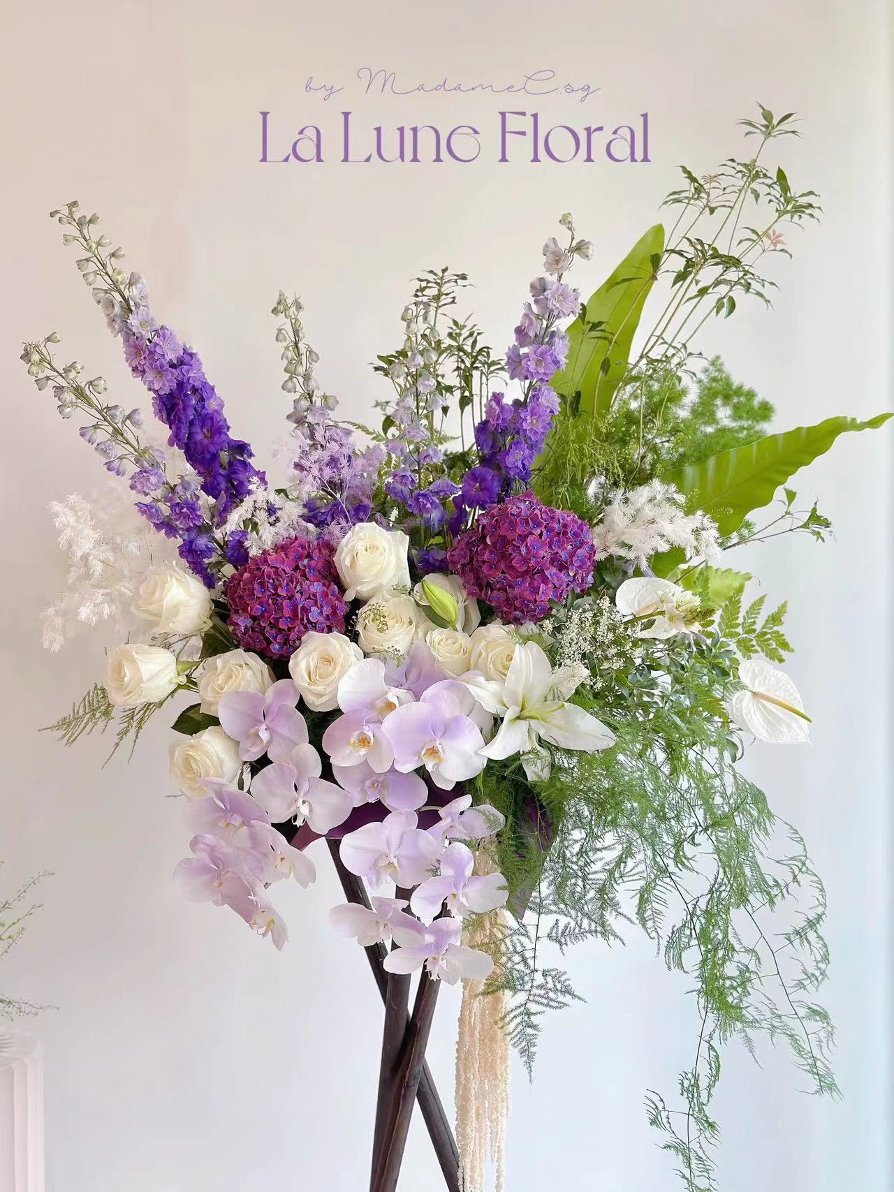 Grand Opening Flower Stand (Luxury) - Purple & White theme