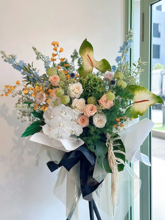 Grand Opening Flower Stand (Luxury) - Green & White theme