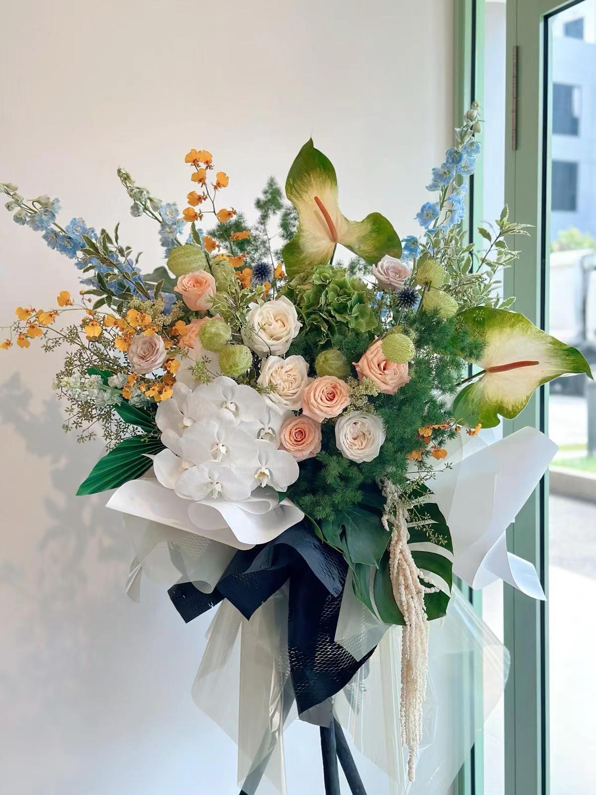 Grand Opening Flower Stand (Luxury) - Green & White theme