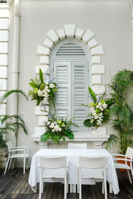 Wedding & ROM at Flutes Singapore - Summer Dream Green & White Color Theme
