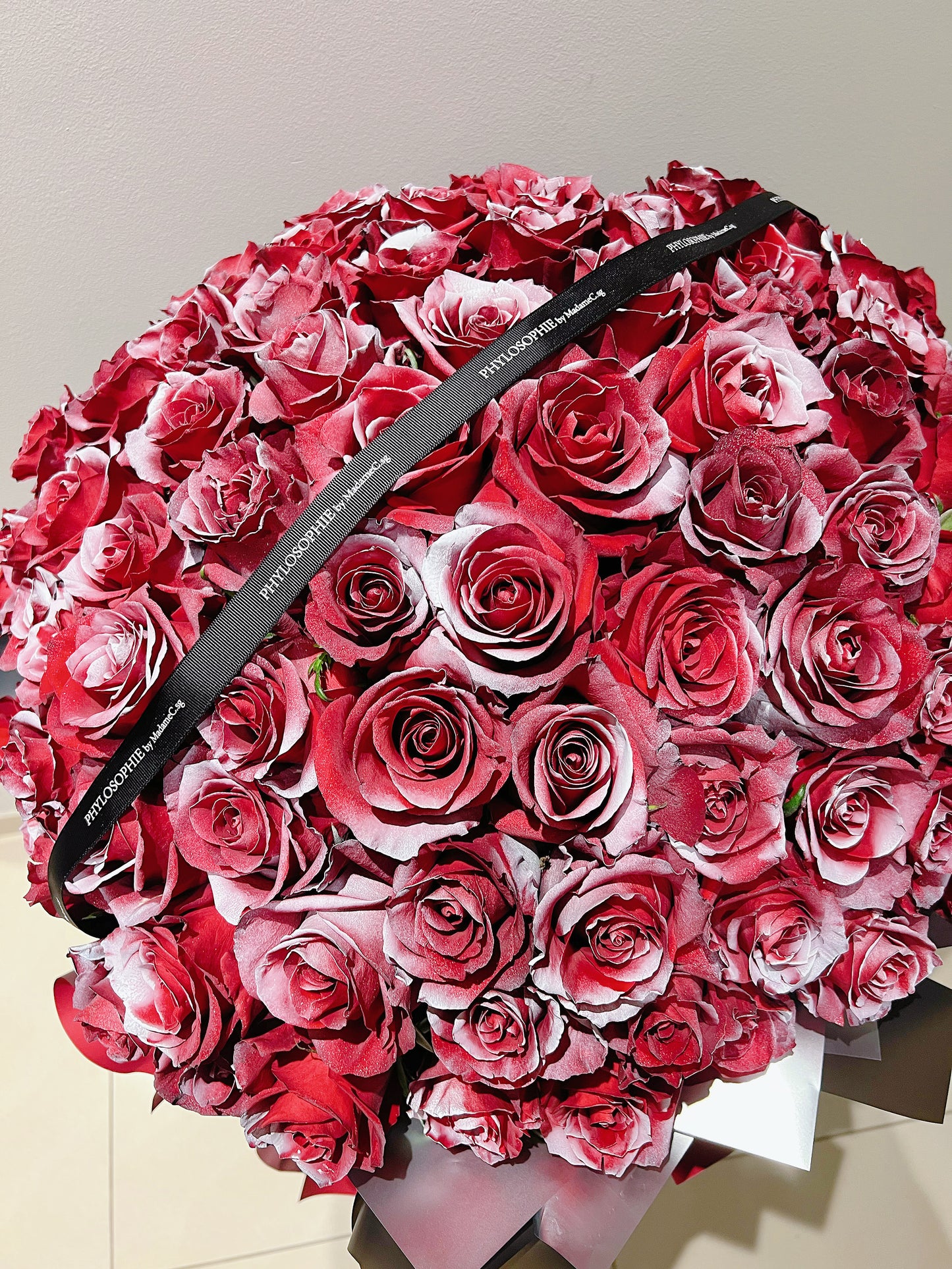 Aurora Silver Painted Red Roses Bouquet (99 stk)