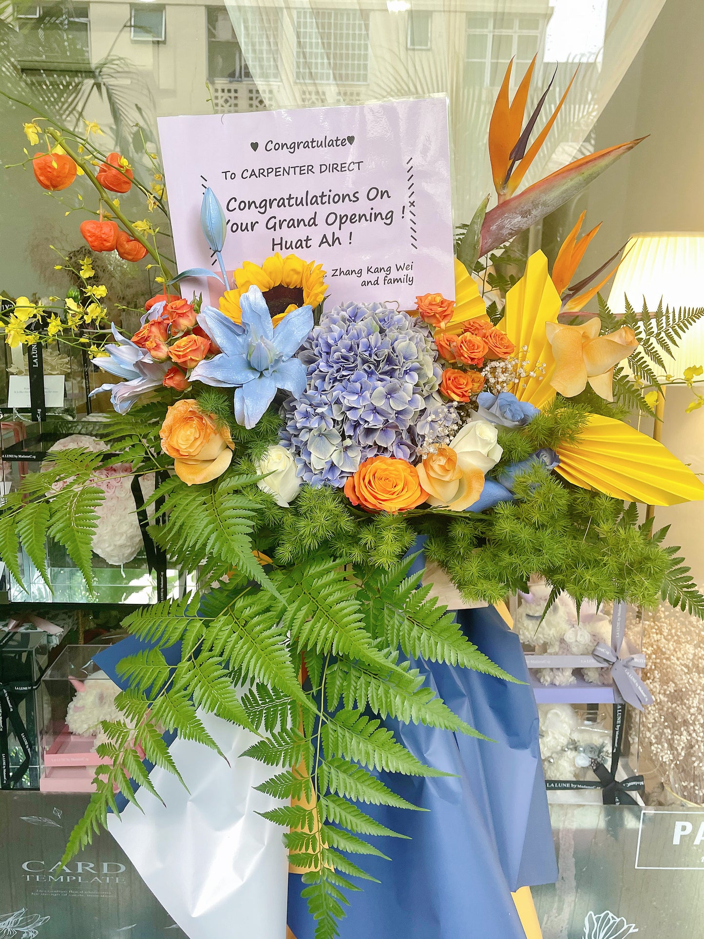 Grand Opening Flower Stand (Premium) - Blue & Yellow theme