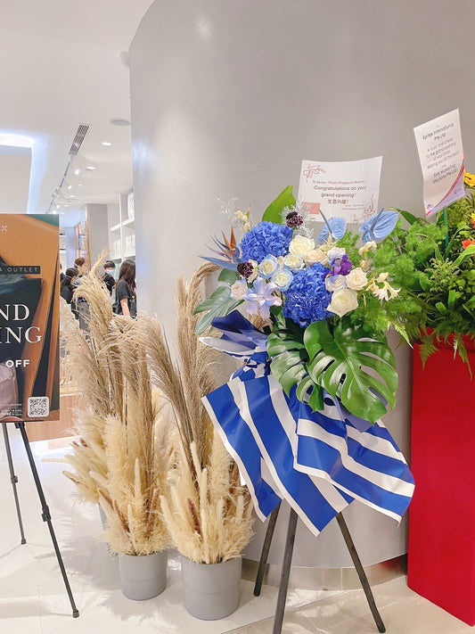 Grand Opening Flower Stand (Premium) - Blue & White theme