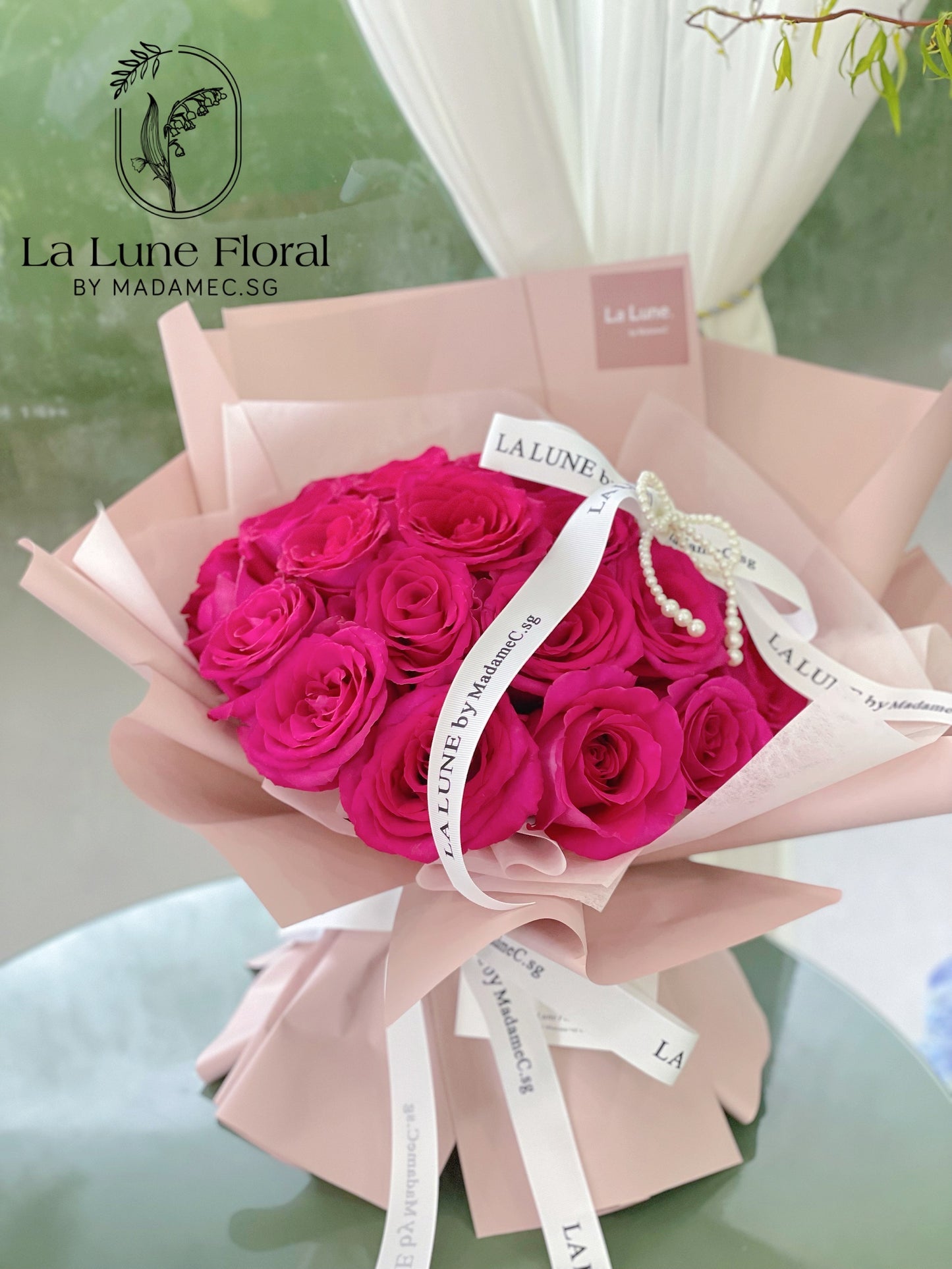 Rose Hot Pink Floyd bouquet (33 stk)