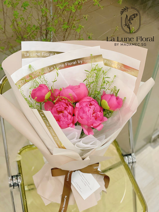 Coral Sunset Peonies Bouquet (6 stk)