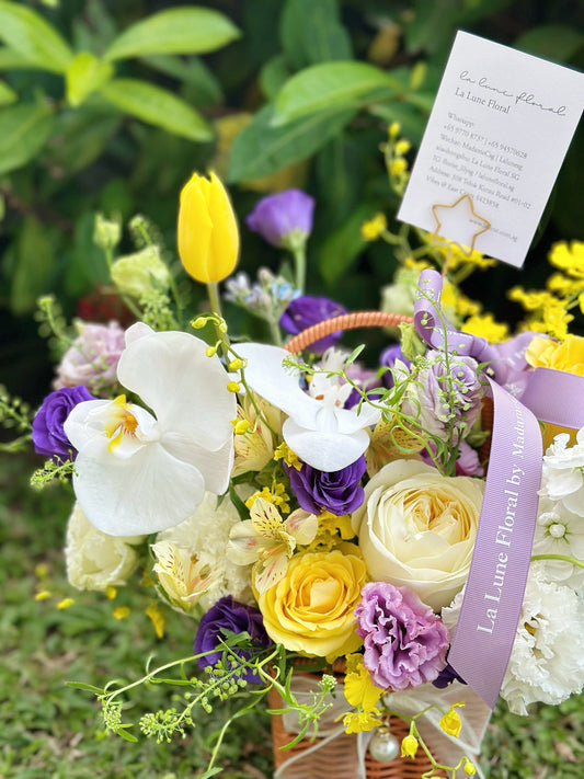 Midnight In Paris【Flower Basket】- Purple & Yellow Color Theme