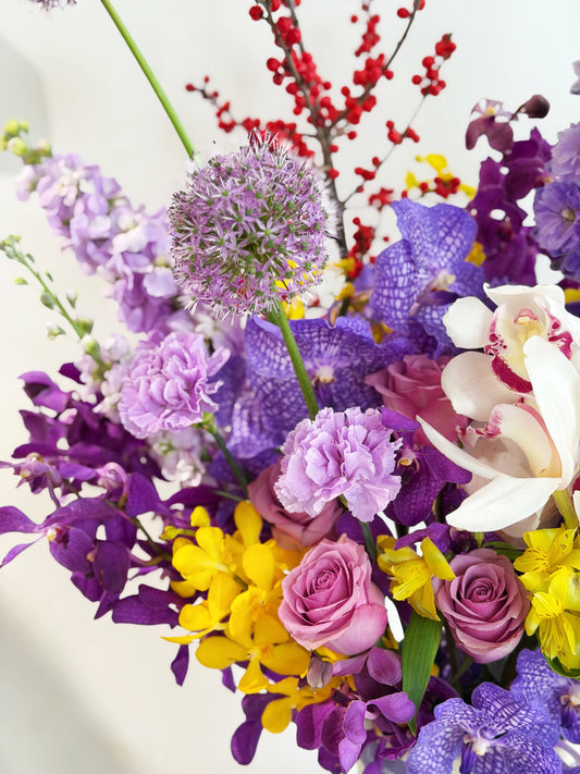 2026🧧CNY Fresh Flower Box - 「紫瑞迎春」Zi Rui Ying Chun💜Purple&Yellow Theme