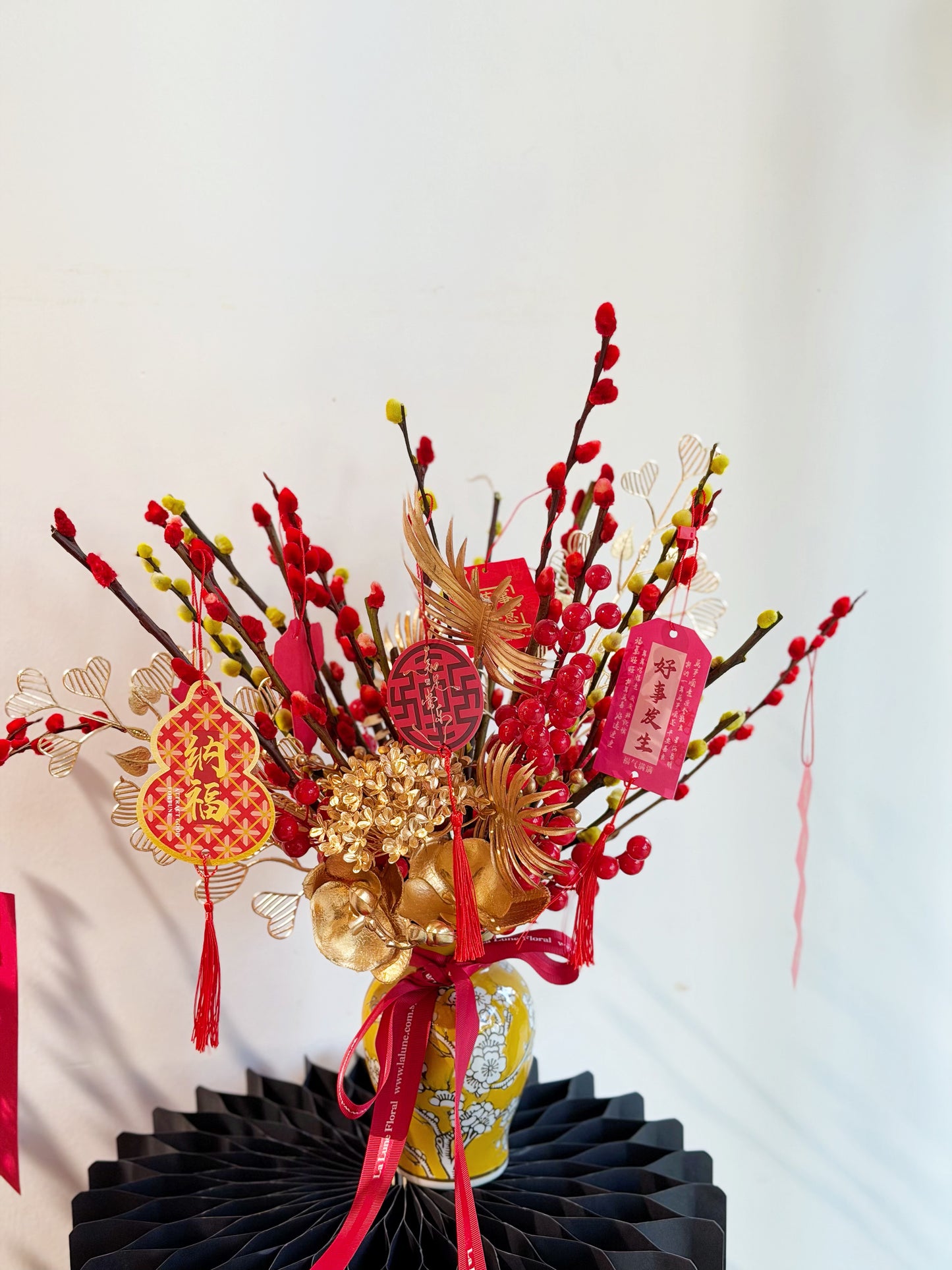 2026 CNY Real Pussy Willow & Artificial Flower Box - Fu Rui Ling Long 福瑞玲珑