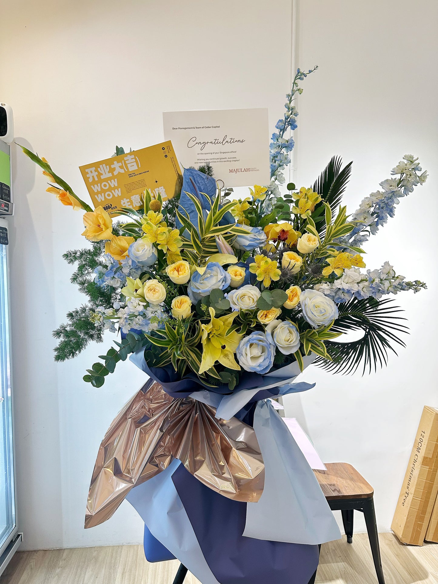 Grand Opening Flower Stand (Classic） - Blue & Yellow Theme