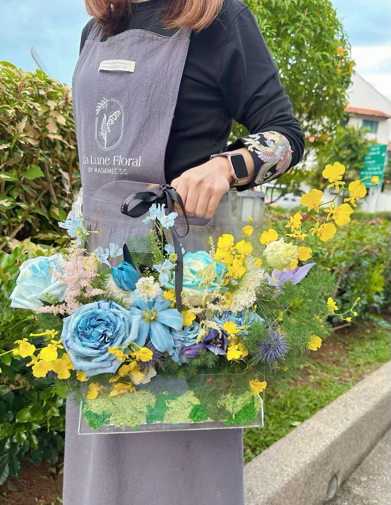 Korean Style Acrylic Flowers Box - The Starry Night Blue & Yellow Color Theme