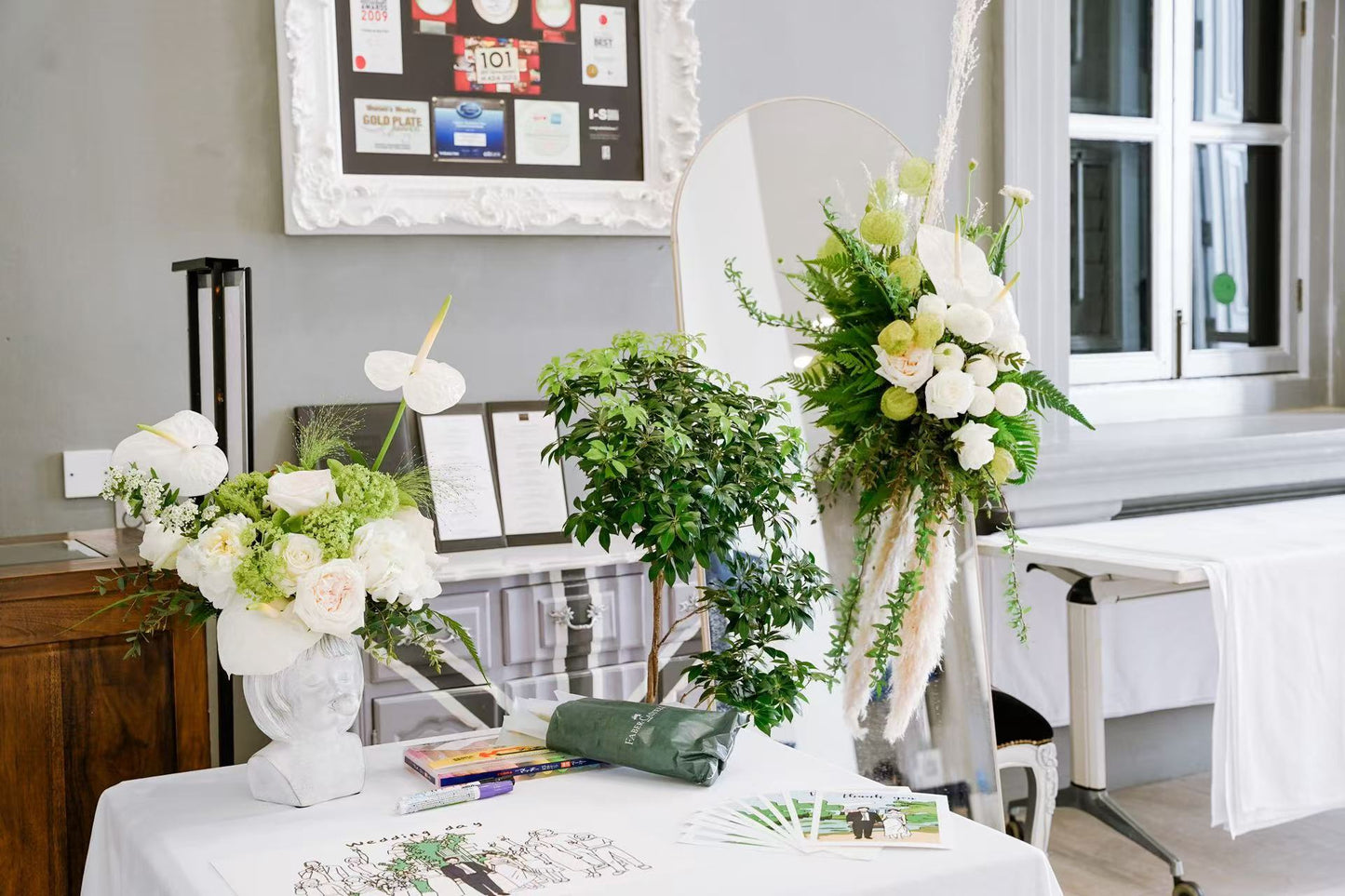 Wedding & ROM at Flutes Singapore - Summer Dream Green & White Color Theme