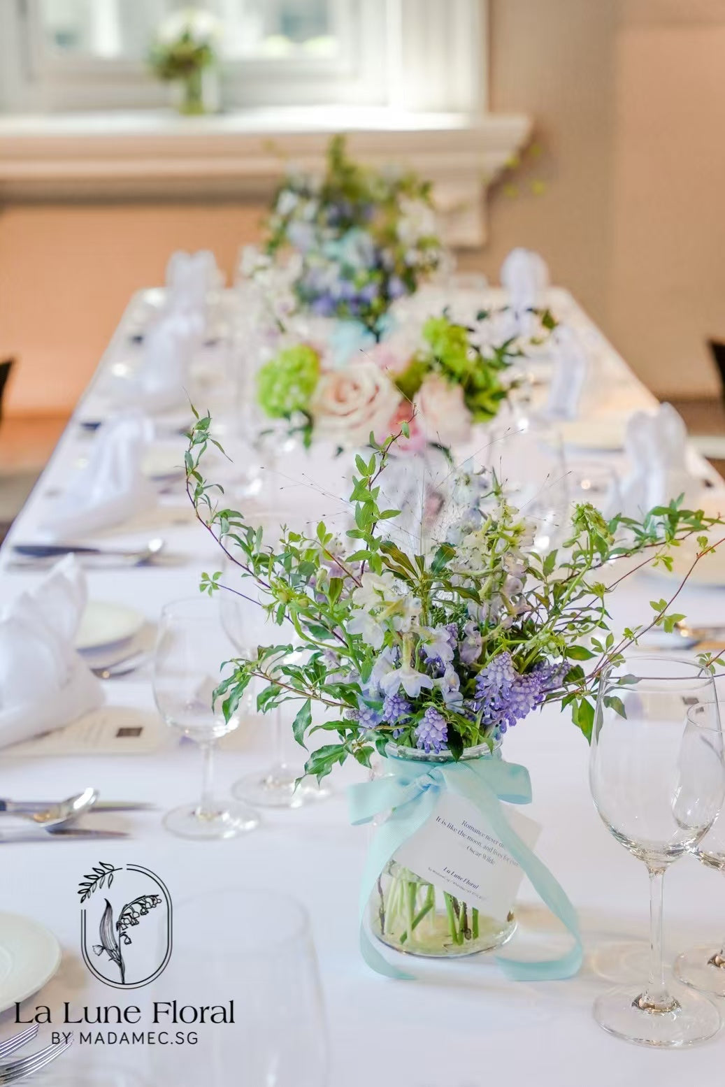 Wedding & ROM at Flutes Singapore - Summer Dream Green & White Color Theme
