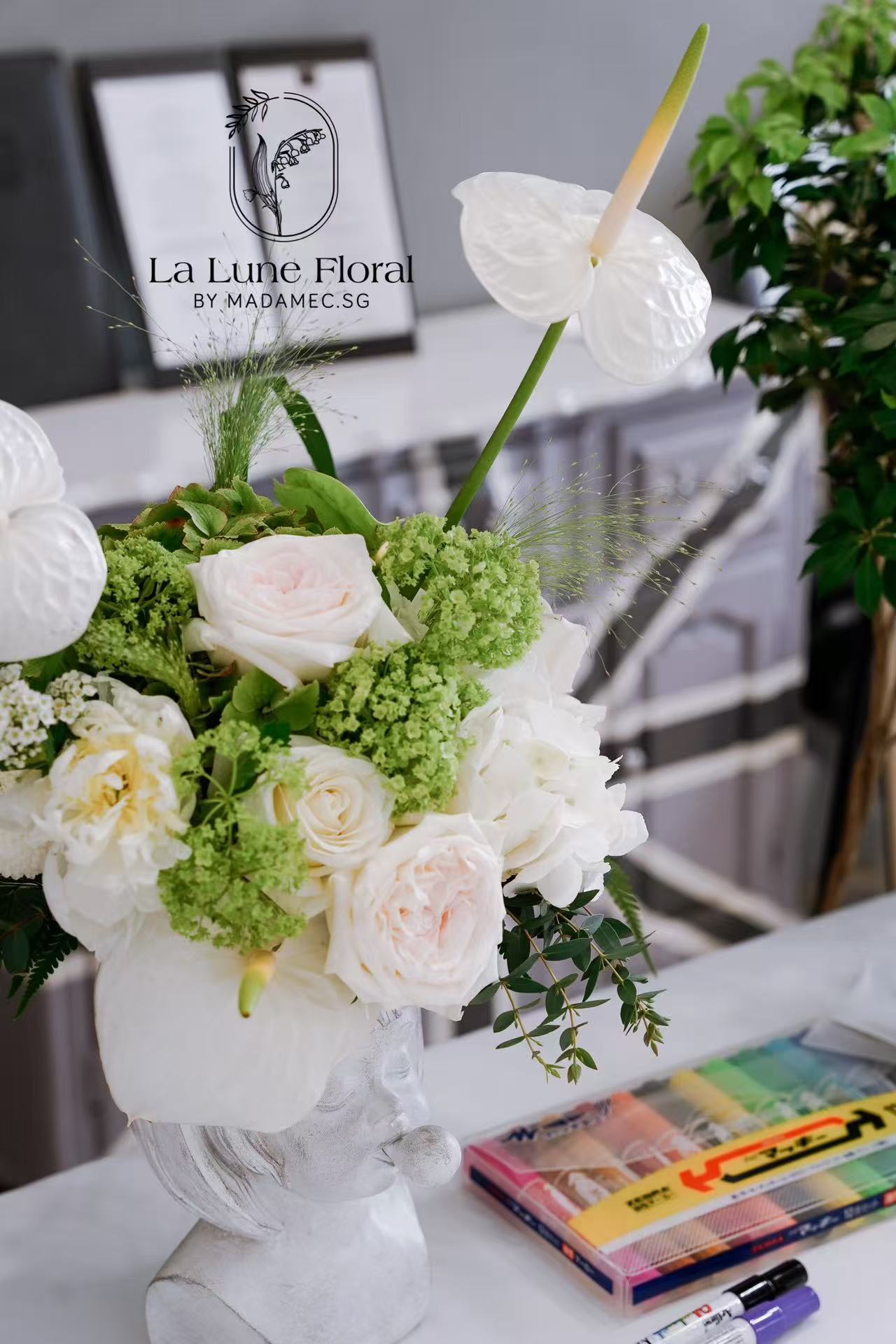 Wedding & ROM at Flutes Singapore - Summer Dream Green & White Color Theme