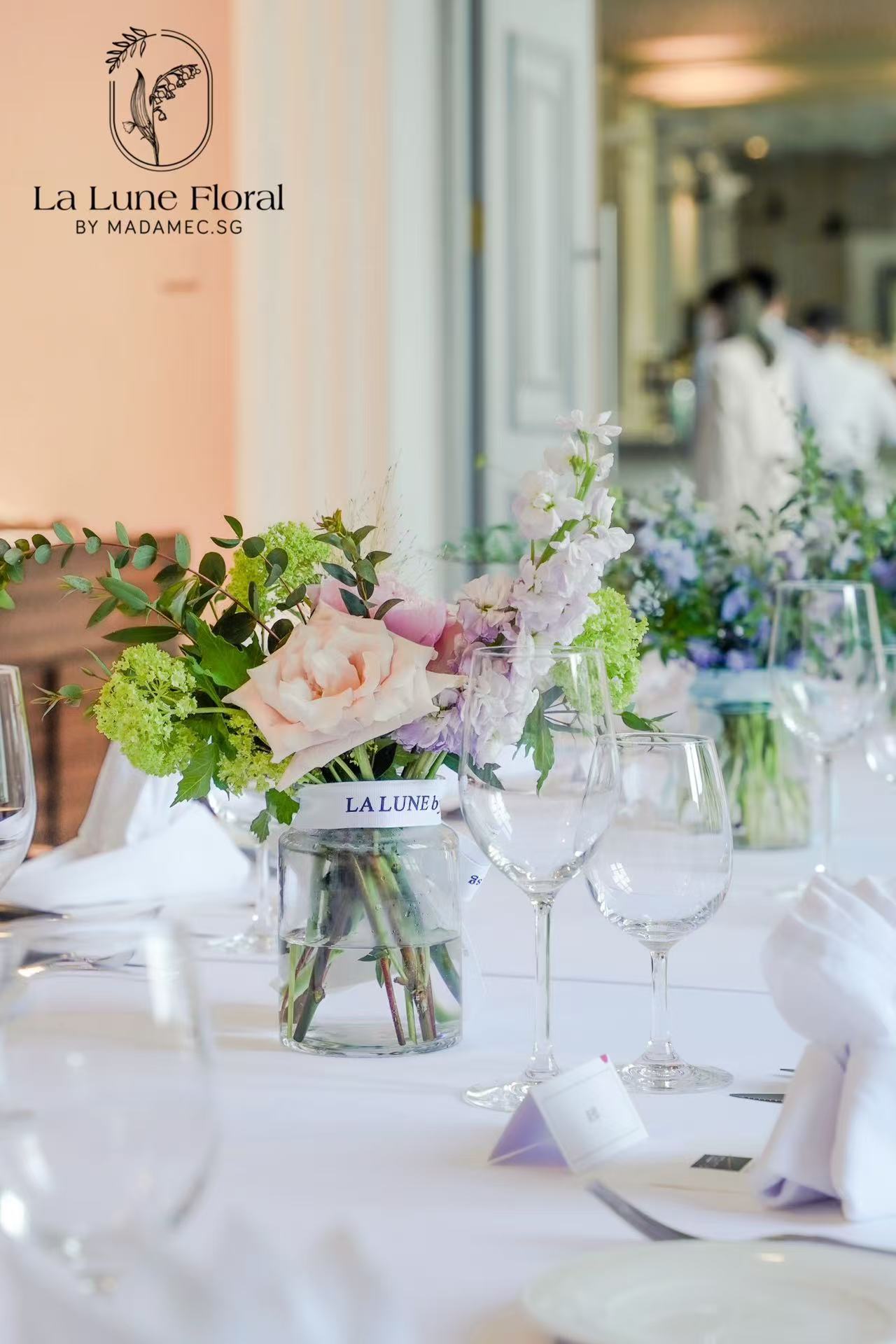 Wedding & ROM at Flutes Singapore - Summer Dream Green & White Color Theme