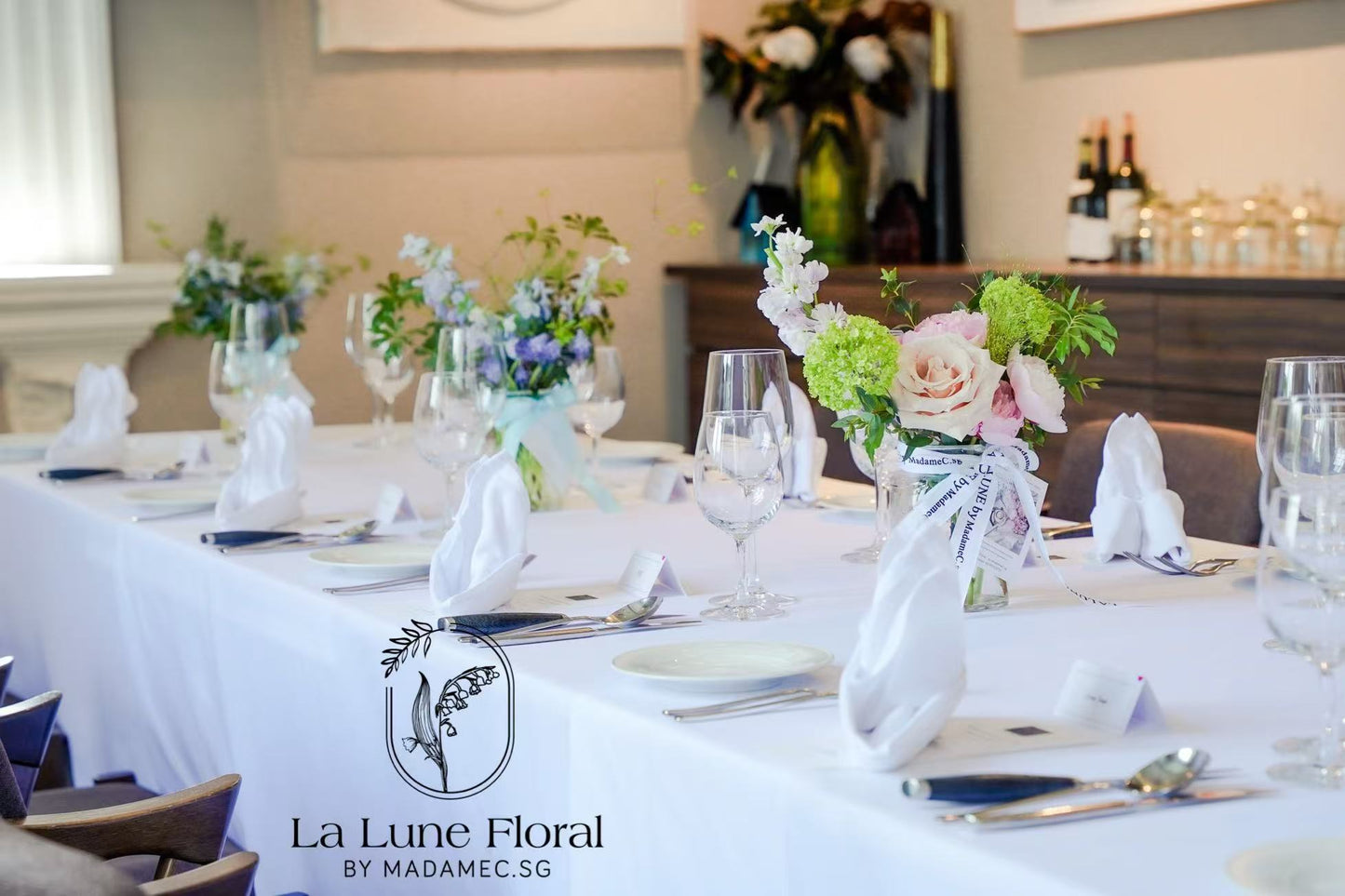Wedding & ROM at Flutes Singapore - Summer Dream Green & White Color Theme