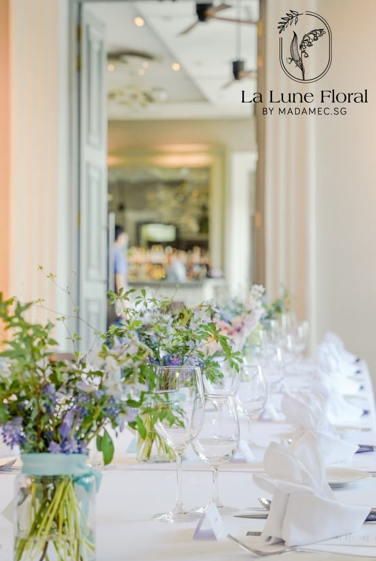 Wedding & ROM at Flutes Singapore - Summer Dream Green & White Color Theme