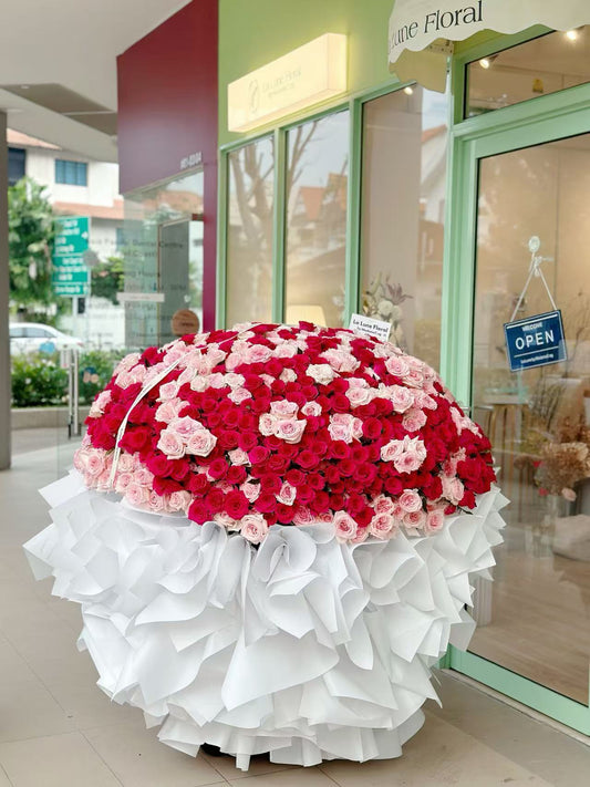 Super Romantic 999 stalk Roses Bouquet (.Pink O'Hara and Pink Floyd Rose )