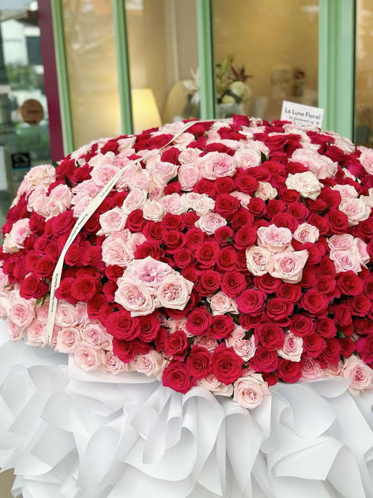 Super Romantic 999 stalk Roses Bouquet (.Pink O'Hara and Pink Floyd Rose )