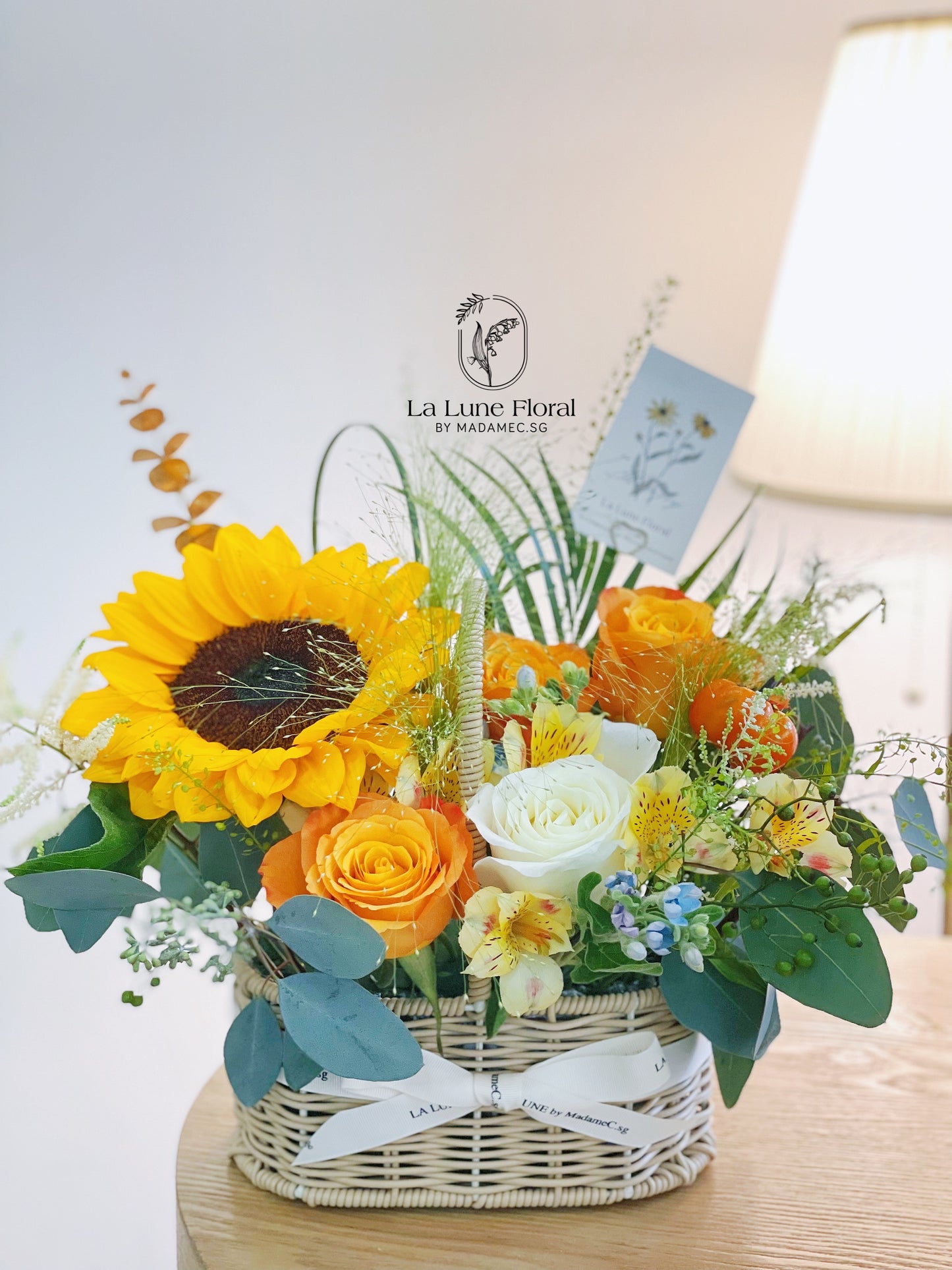 Korean Style Flowers Basket - Orange & Yellow theme