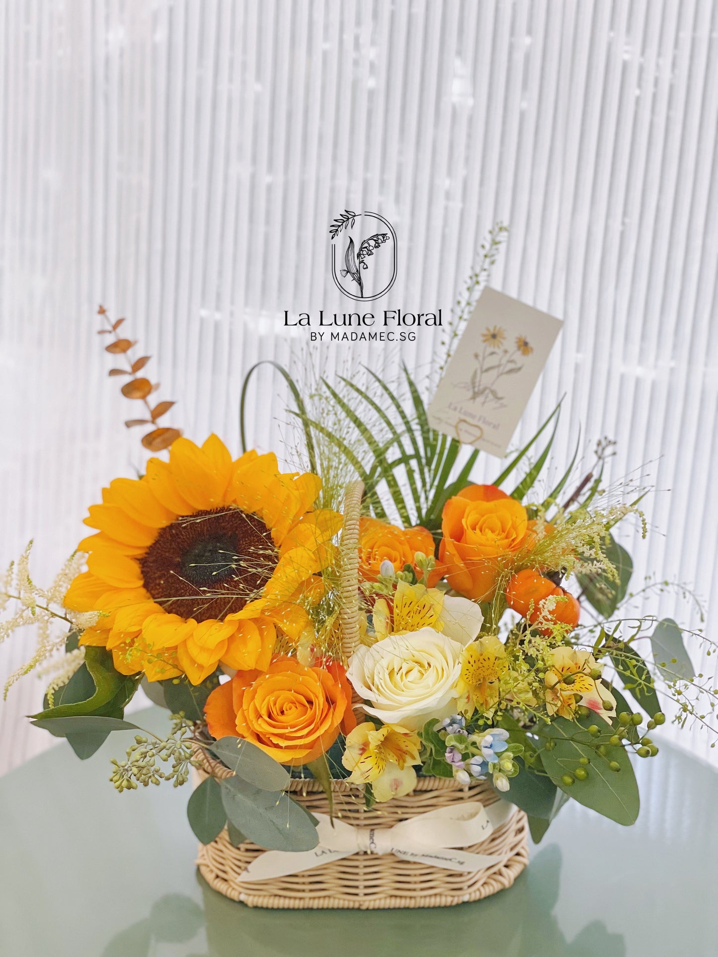 Korean Style Flowers Basket - Orange & Yellow theme
